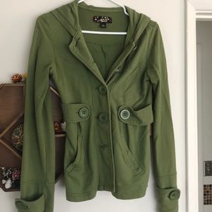 Green button up coat